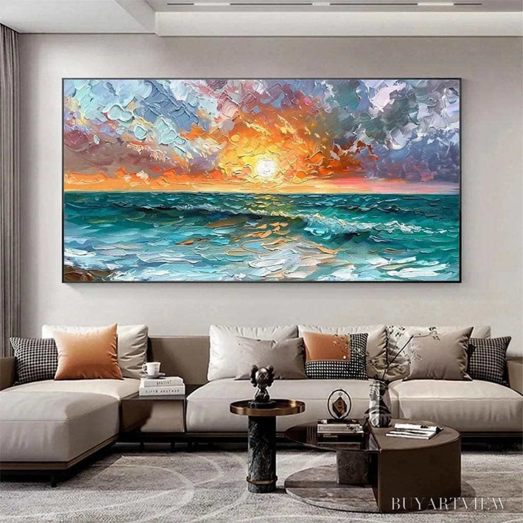 ARTOVITAS Ocean Sunset – Impasto Seascape Painting - image 6