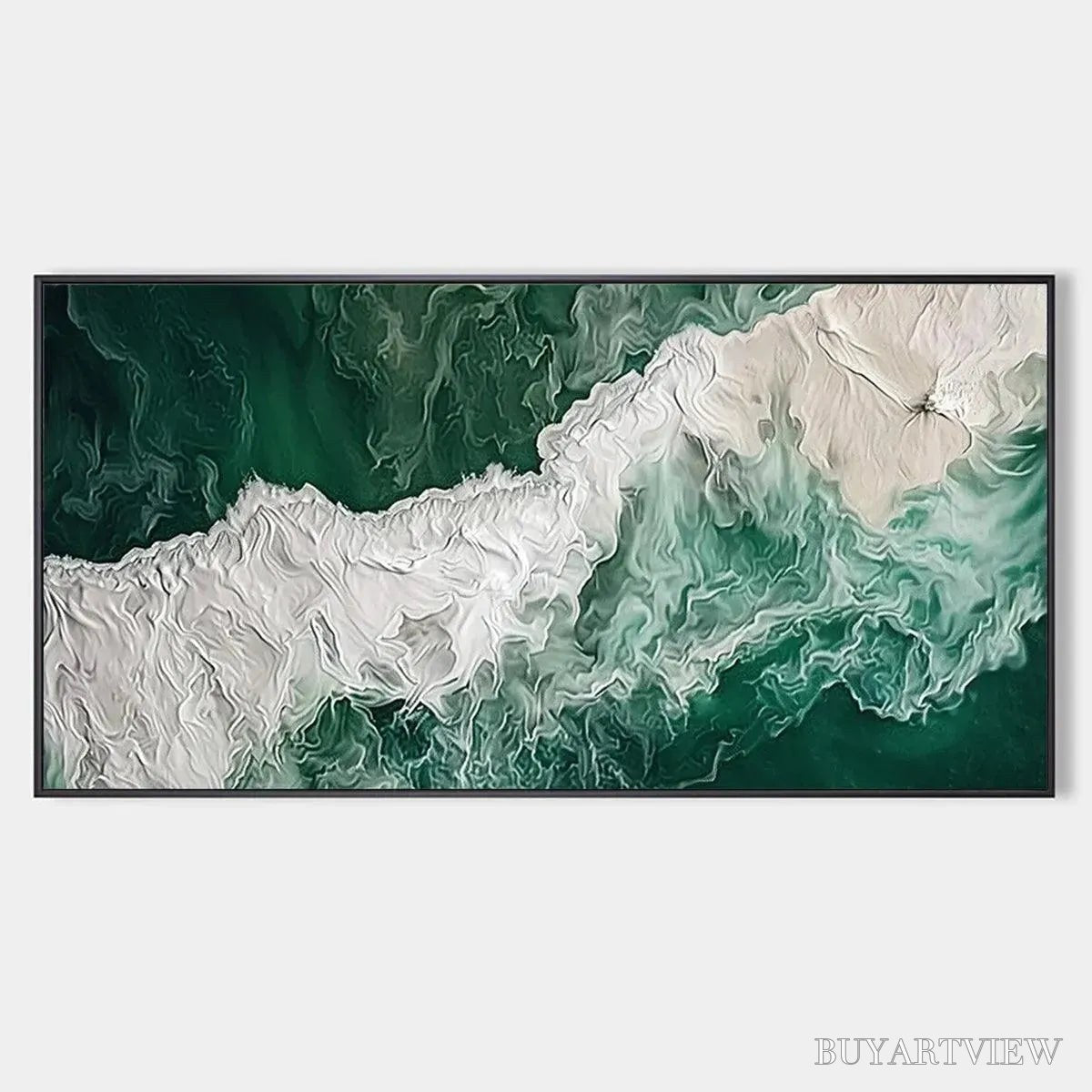 ARTOVITAS Emerald Flow – Abstract Ocean Painting, Horizontal - image 1