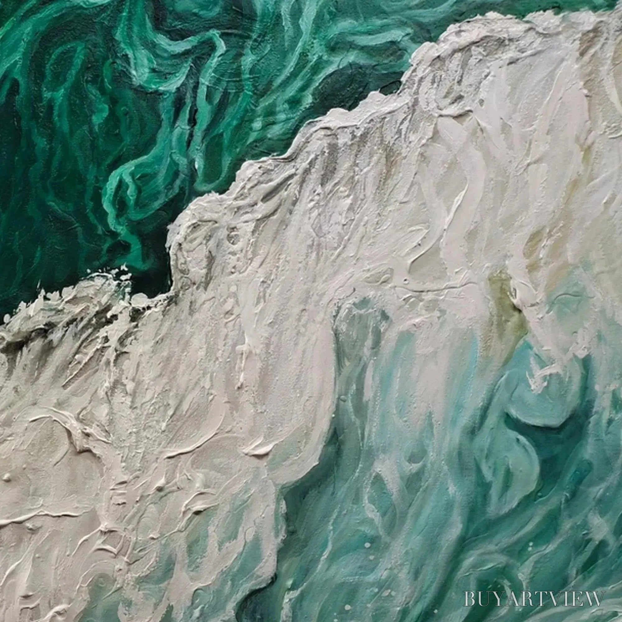 ARTOVITAS Emerald Flow – Abstract Ocean Painting, Horizontal - image 3