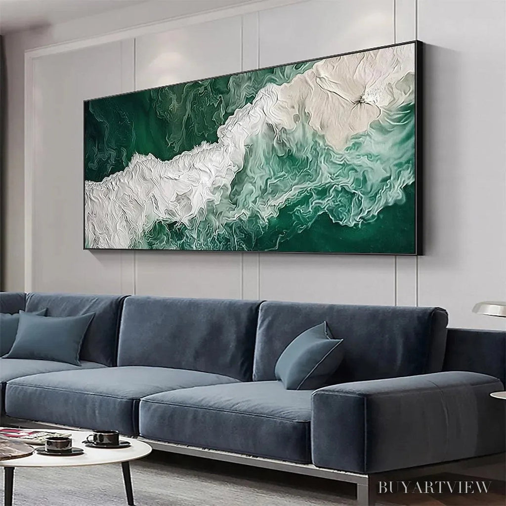 ARTOVITAS Emerald Flow – Abstract Ocean Painting, Horizontal - image 4