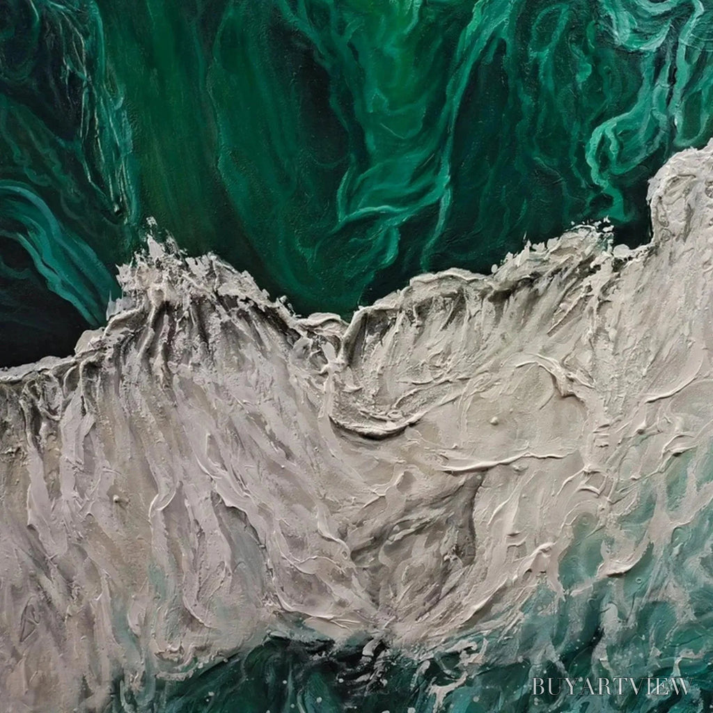 ARTOVITAS Emerald Flow – Abstract Ocean Painting, Horizontal - image 5
