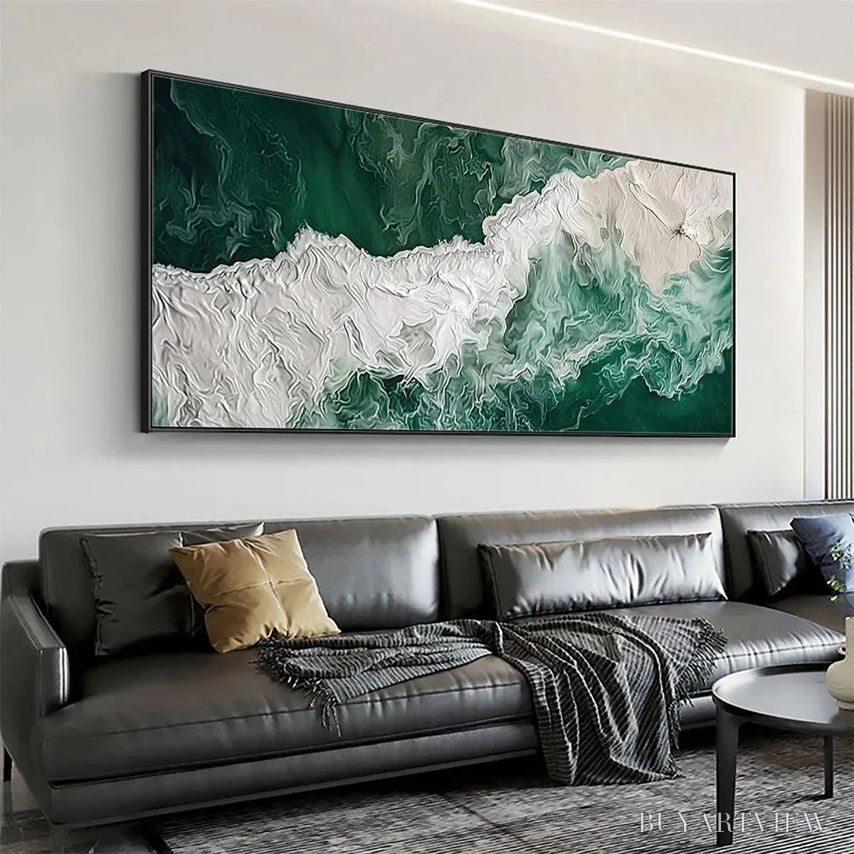 ARTOVITAS Emerald Flow – Abstract Ocean Painting, Horizontal - image 6