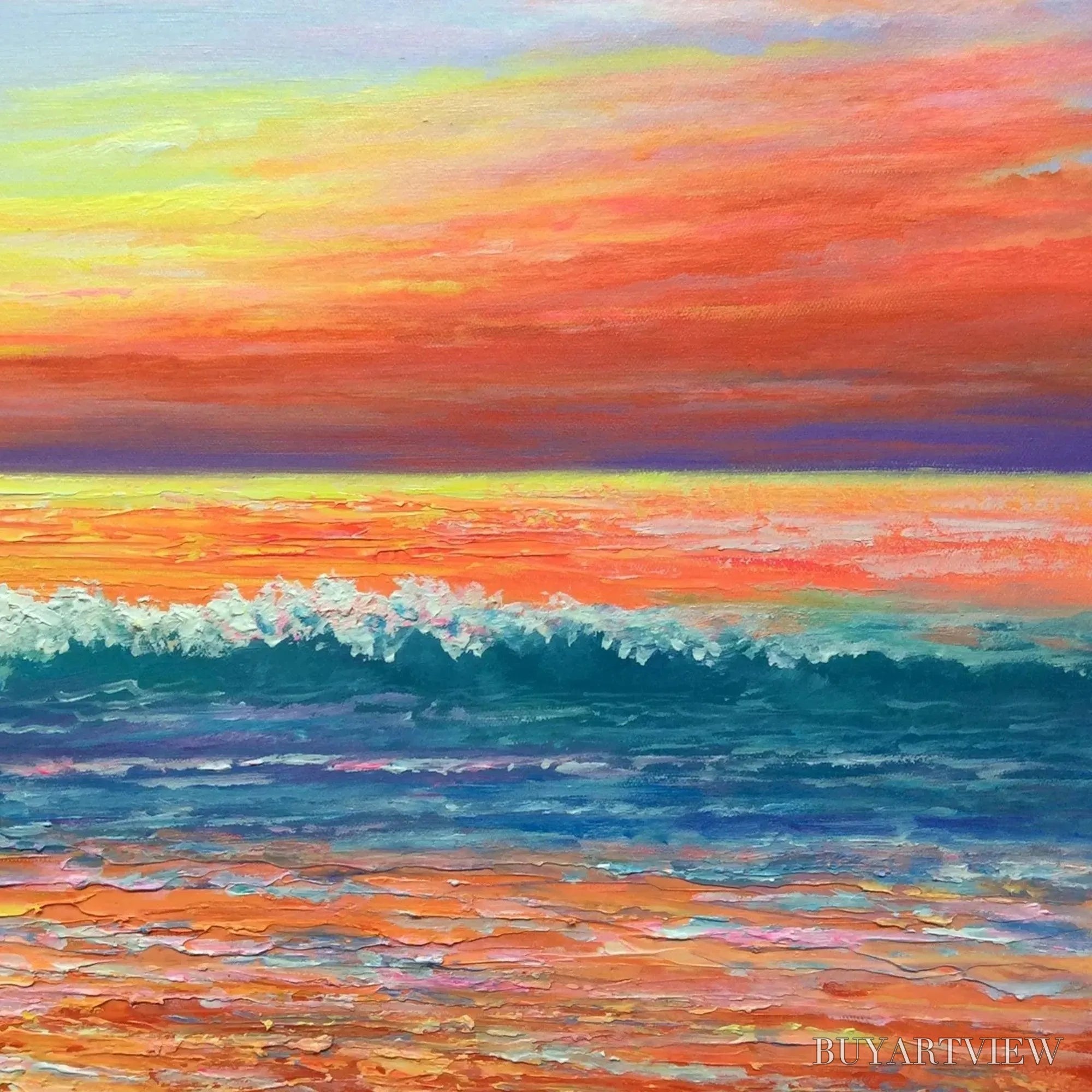 ARTOVITAS Tropical Sunset Beach – Vibrant Coastal Painting - image 3
