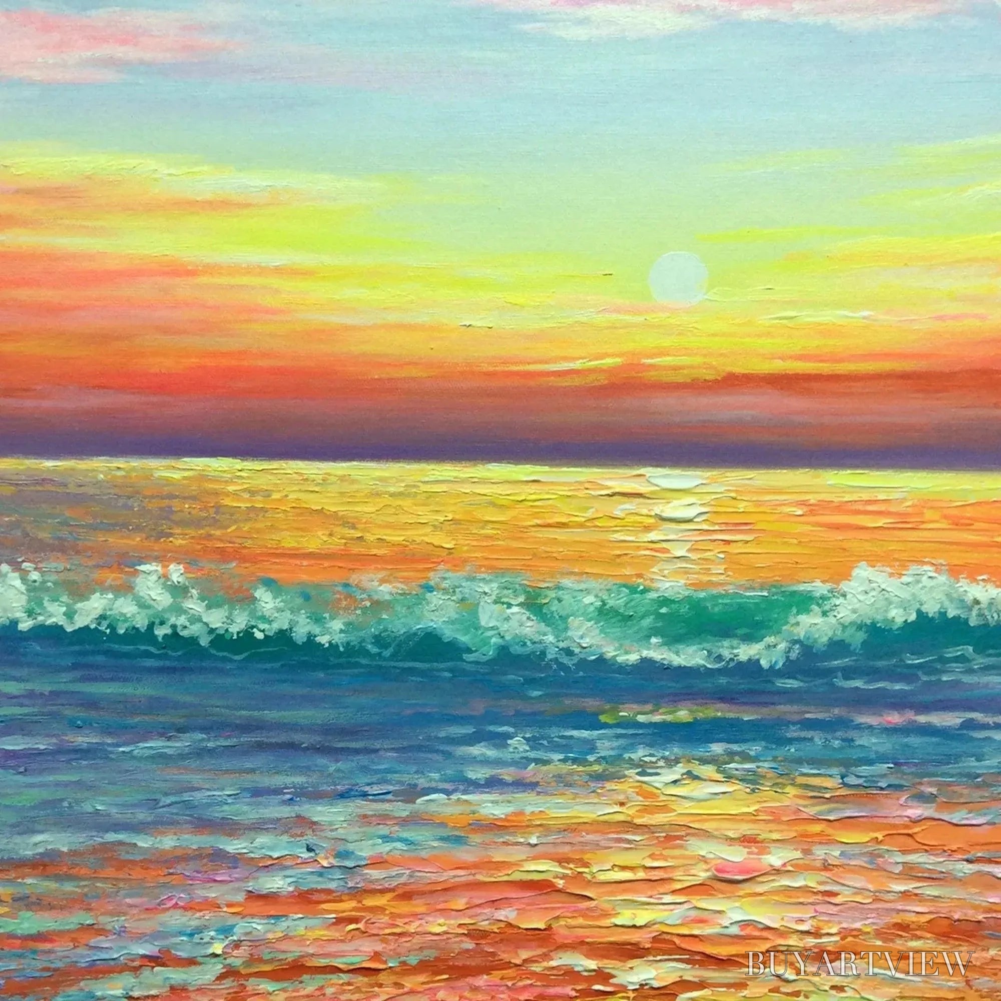ARTOVITAS Tropical Sunset Beach – Vibrant Coastal Painting - image 5