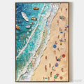 ARTOVITAS Sun-Kissed Shores – Textured Beach Scene Painting with Figures - image 1