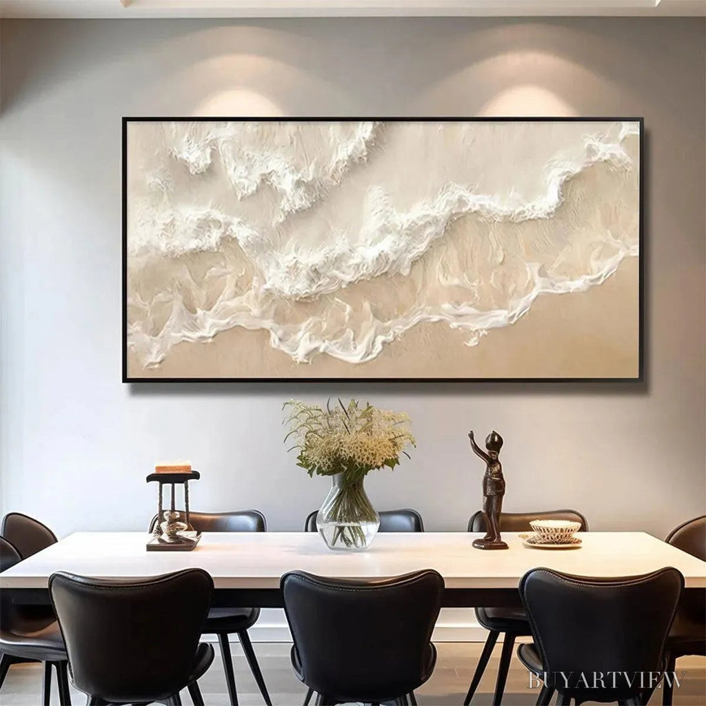 ARTOVITAS Sandy Whispers – Minimalist Beach Waves Painting, Horizontal - image 6