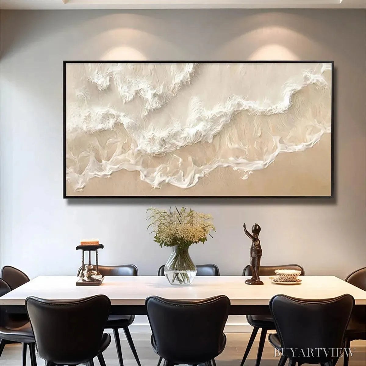 ARTOVITAS Sandy Whispers – Minimalist Beach Waves Painting, Horizontal - image 6