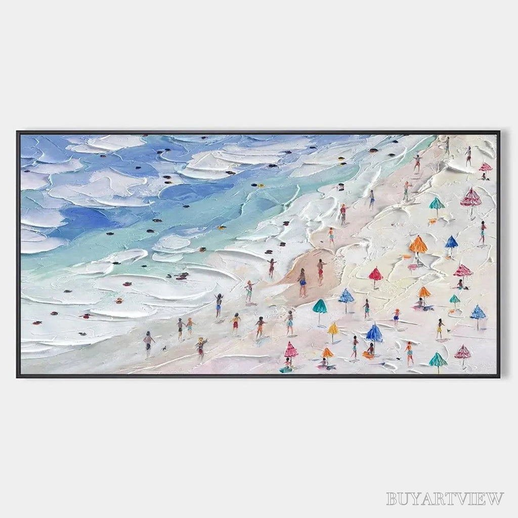 ARTOVITAS Beach Day Vibes – Textured Beach Scene Painting, Horizontal - image 1
