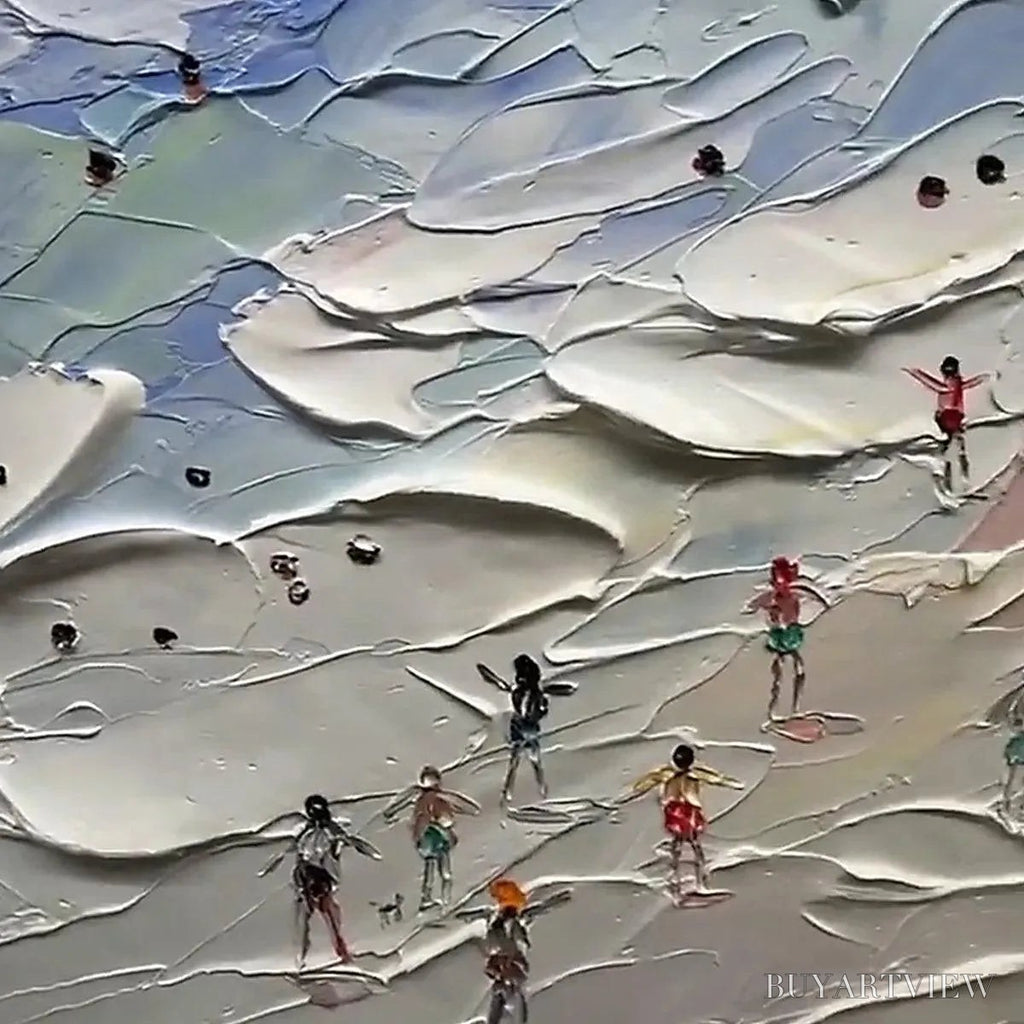 ARTOVITAS Beach Day Vibes – Textured Beach Scene Painting, Horizontal - image 3
