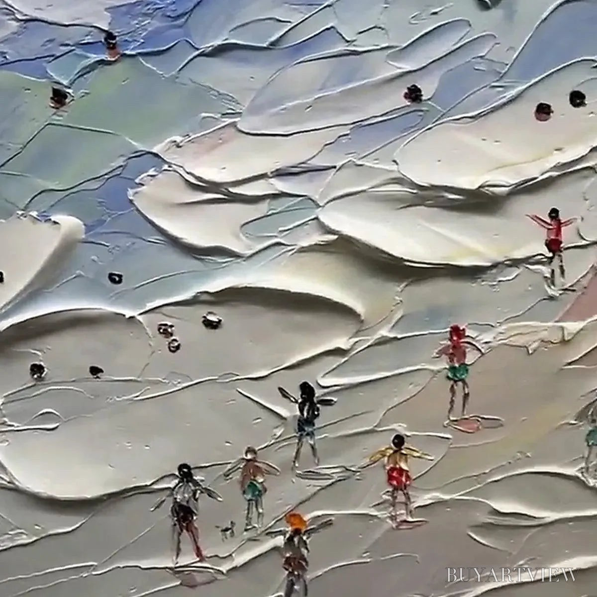 ARTOVITAS Beach Day Vibes – Textured Beach Scene Painting, Horizontal - image 3