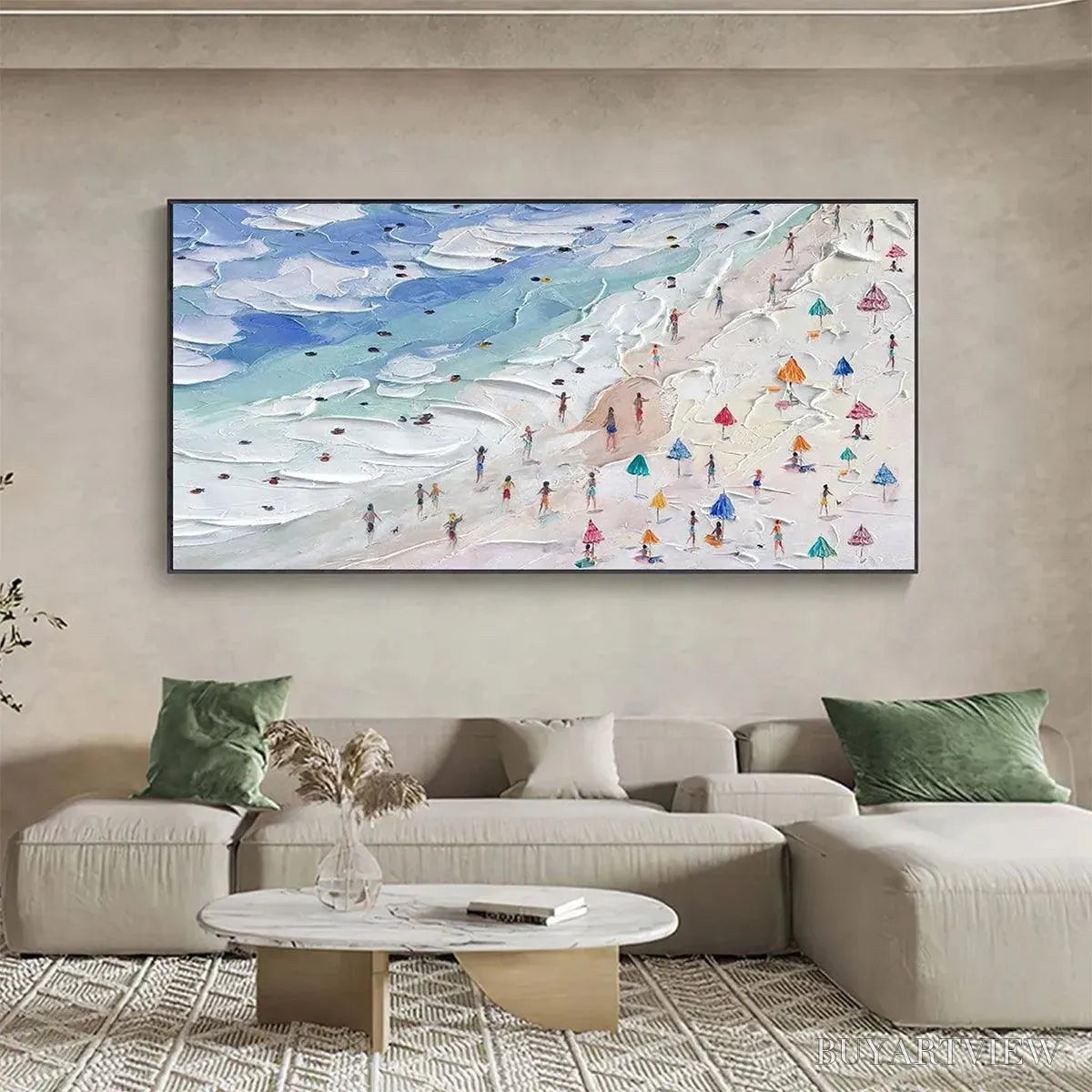 ARTOVITAS Beach Day Vibes – Textured Beach Scene Painting, Horizontal - image 4