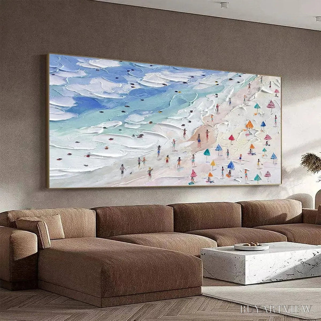 ARTOVITAS Beach Day Vibes – Textured Beach Scene Painting, Horizontal - image 5