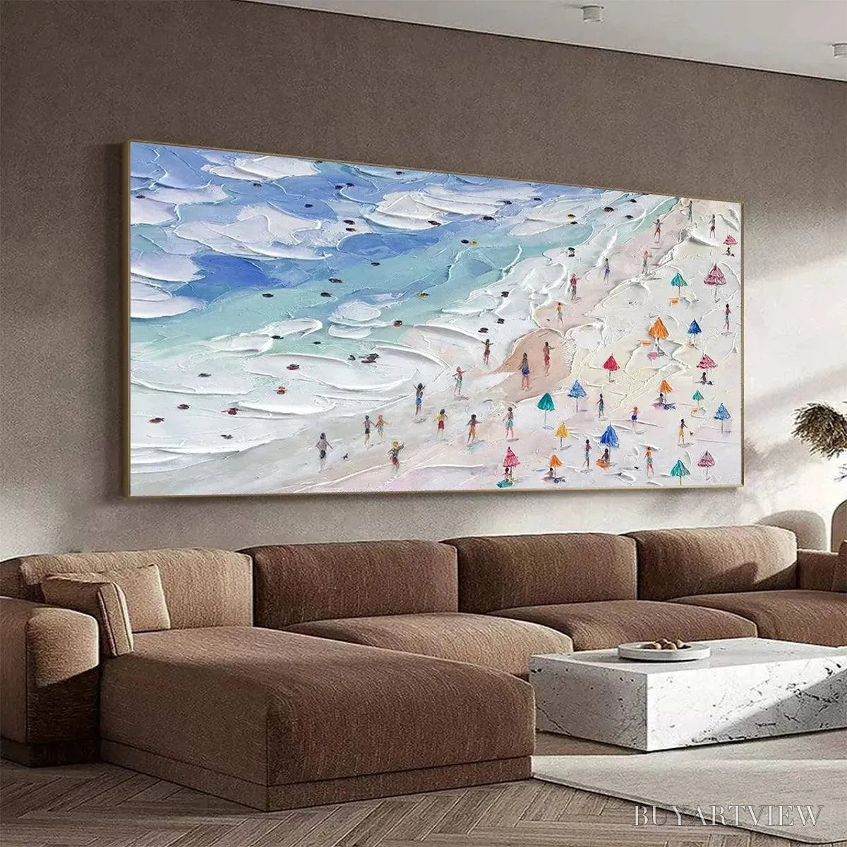ARTOVITAS Beach Day Vibes – Textured Beach Scene Painting, Horizontal - image 5