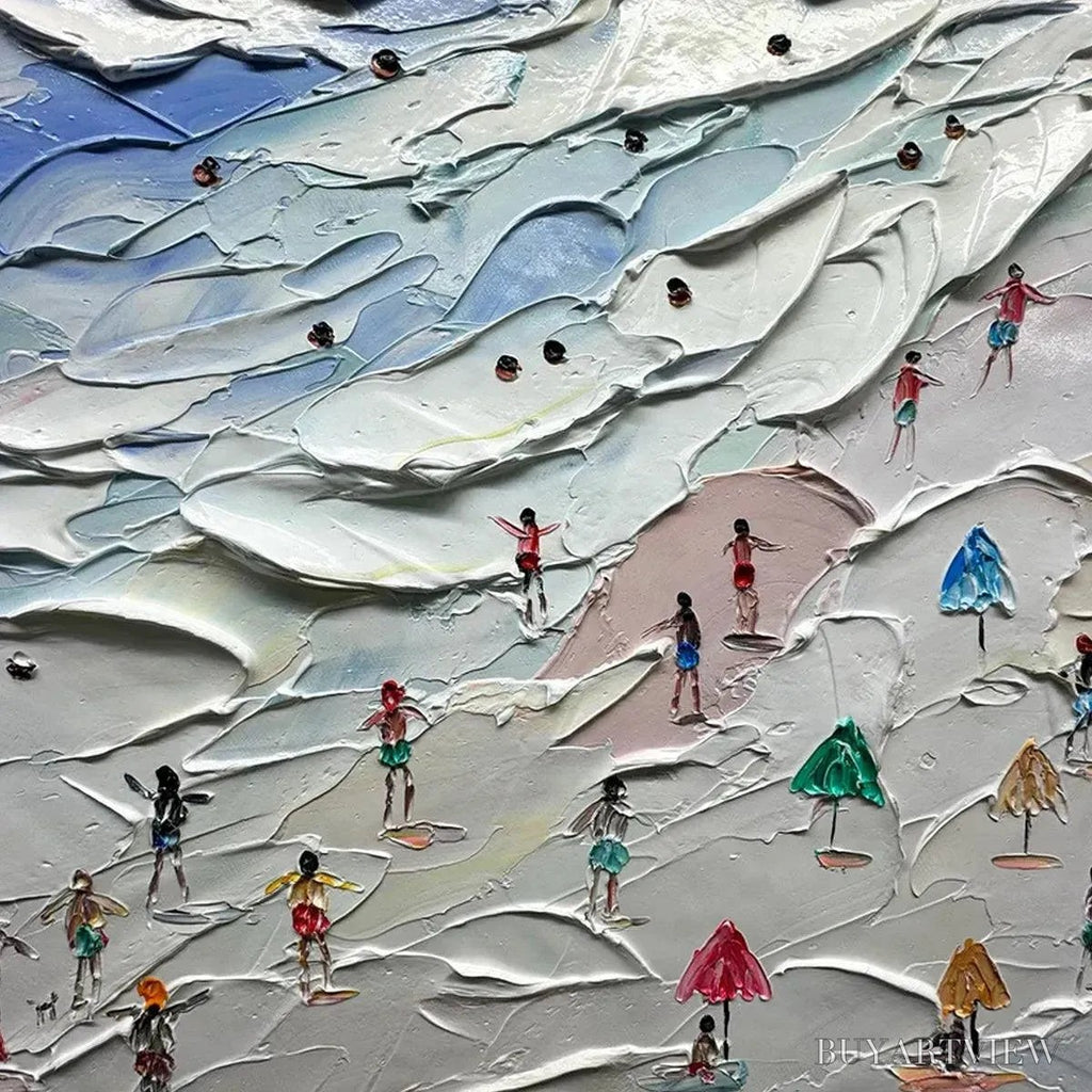 ARTOVITAS Beach Day Vibes – Textured Beach Scene Painting, Horizontal - image 6