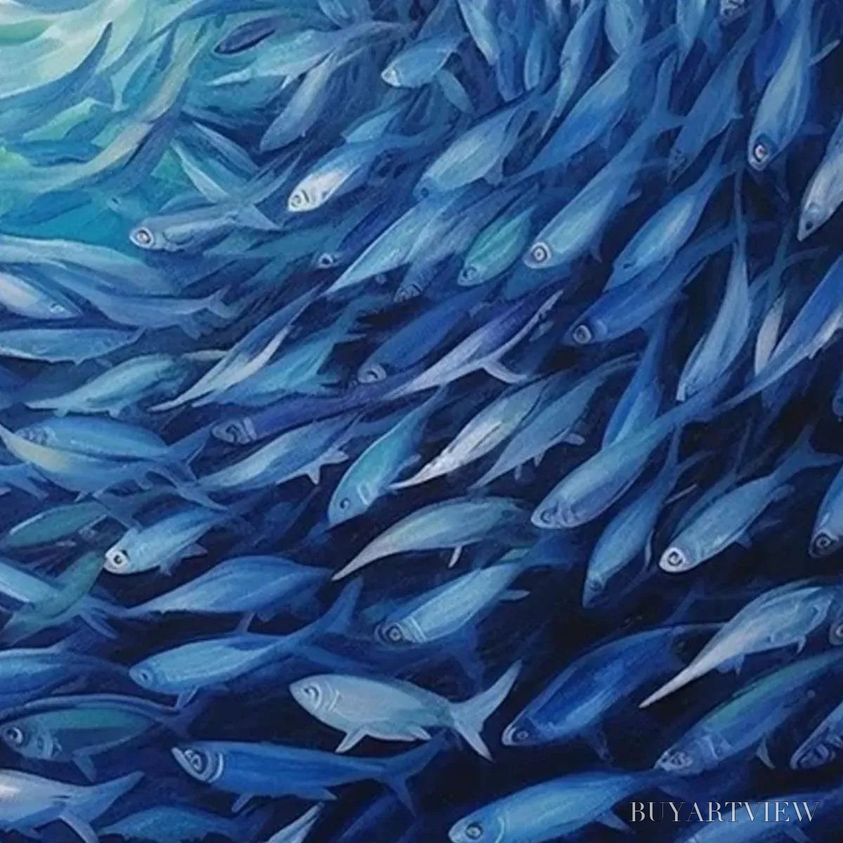 ARTOVITAS Oceanic Whirl – Dynamic Painting of a School of Fish - image 3