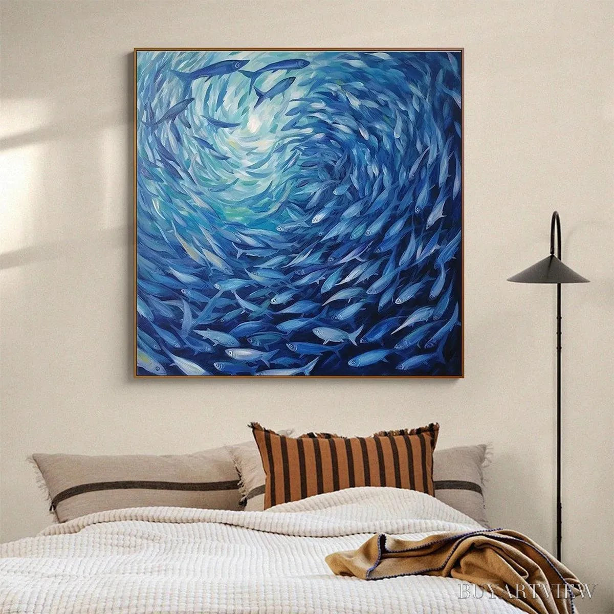 ARTOVITAS Oceanic Whirl – Dynamic Painting of a School of Fish - image 5