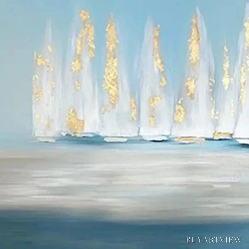 ARTOVITAS Golden Sails – Abstract Seascape Painting with Gold Accents - image 3