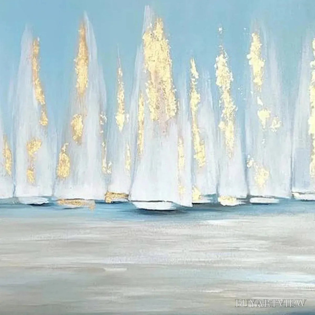 ARTOVITAS Golden Sails – Abstract Seascape Painting with Gold Accents - image 6