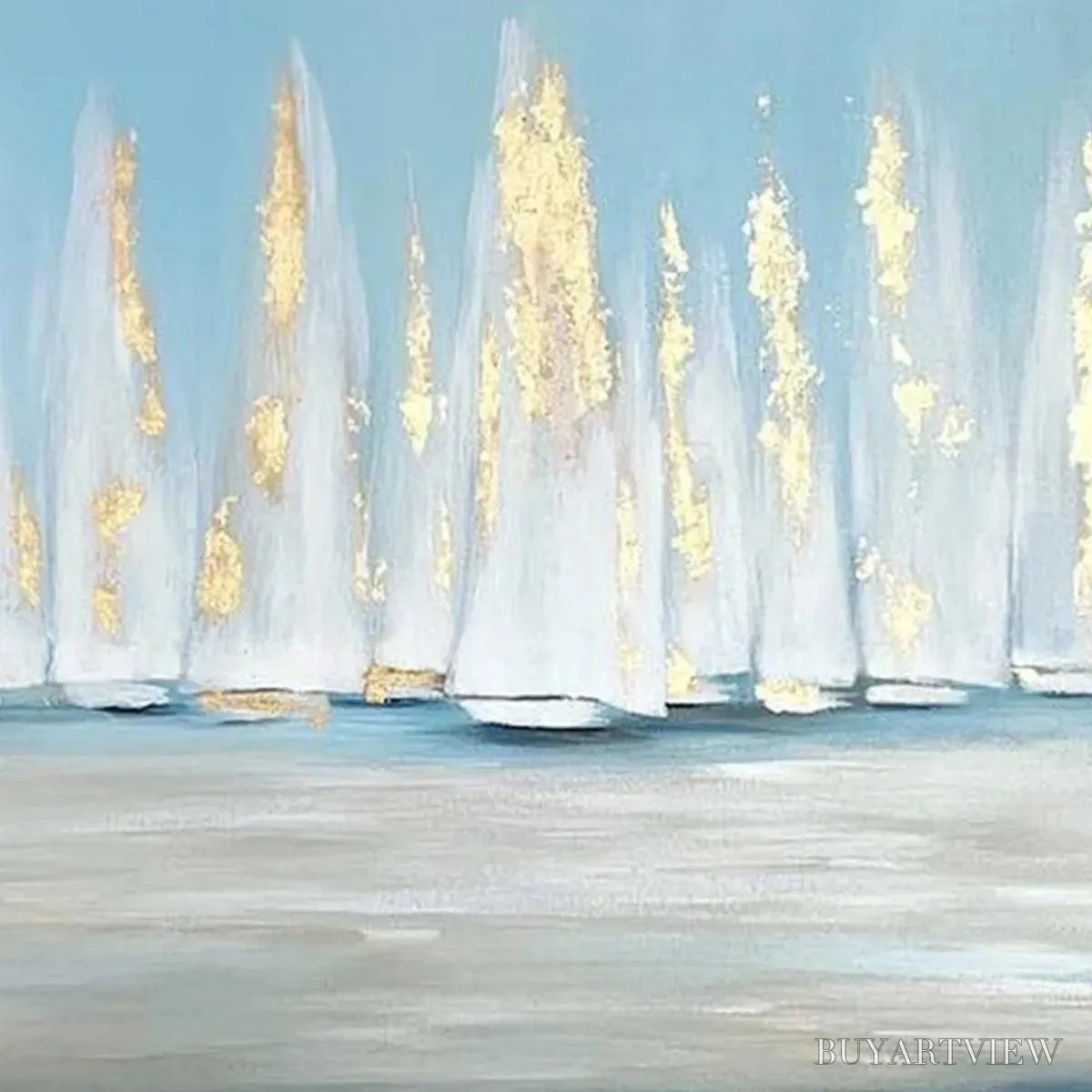 ARTOVITAS Golden Sails – Abstract Seascape Painting with Gold Accents - image 6