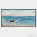 ARTOVITAS Red Boat At the Shore – Tranquil Coastal Landscape Painting - image 1