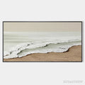 ARTOVITAS Serene Shore – Textured Coastal Landscape Painting in Beige - image 1