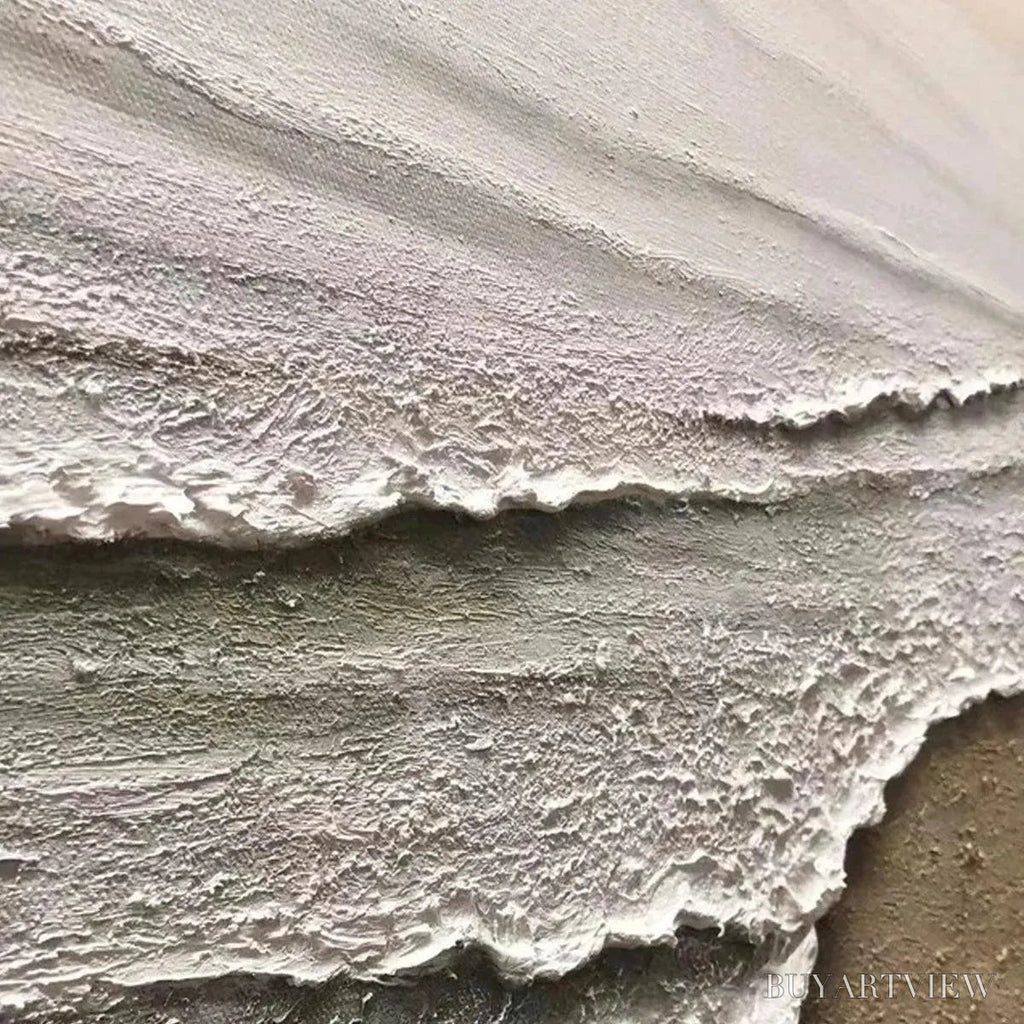 ARTOVITAS Serene Shore – Textured Coastal Landscape Painting in Beige - image 3