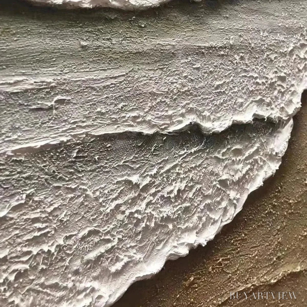 ARTOVITAS Serene Shore – Textured Coastal Landscape Painting in Beige - image 6