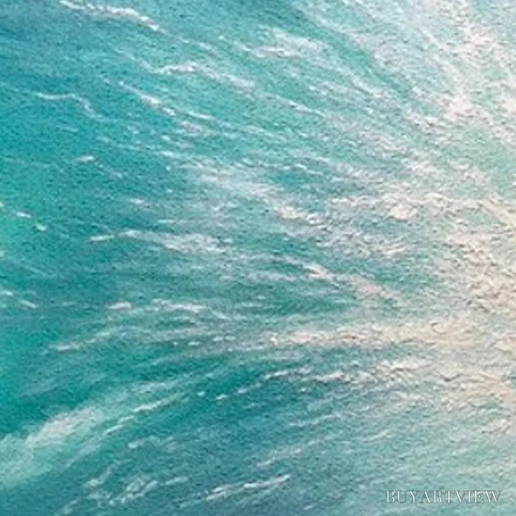 ARTOVITAS Turquoise Crash – Textured Abstract Seascape Painting in Teal and Black - image 3