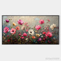 ARTOVITAS Summer Bloom – Textured Pink and White Floral Painting on Grey Background - image 1