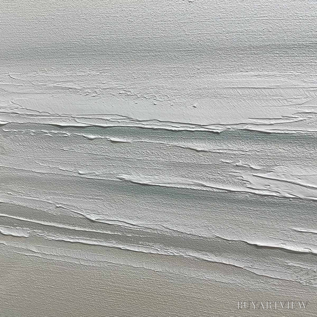 ARTOVITAS Tranquil Coast – Minimalist Coastal Landscape Painting in Neutral Tones - image 3