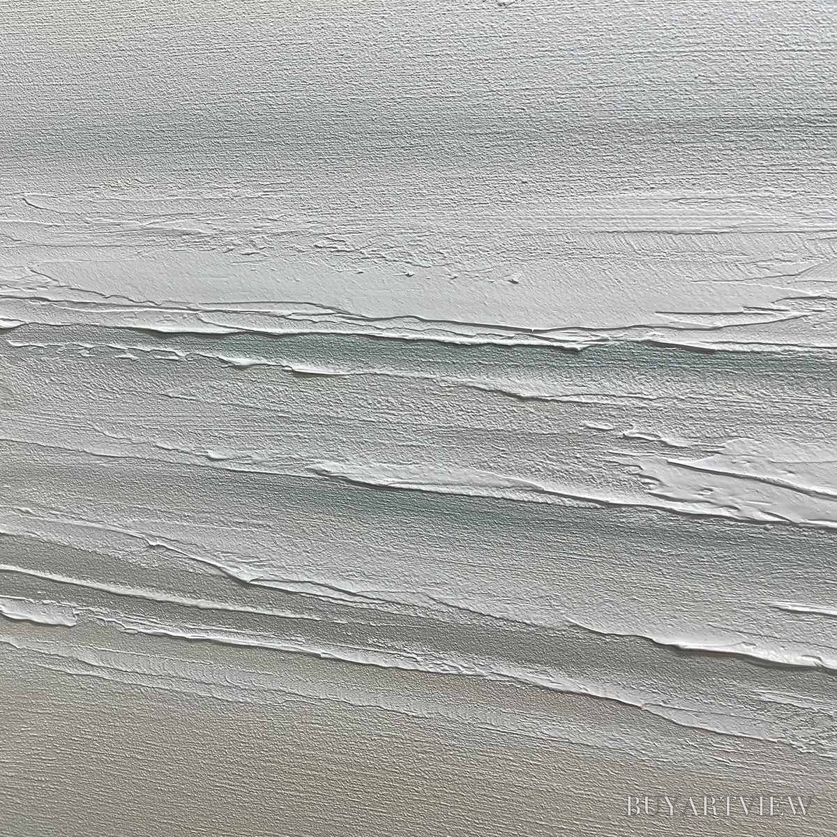 ARTOVITAS Tranquil Coast – Minimalist Coastal Landscape Painting in Neutral Tones - image 3
