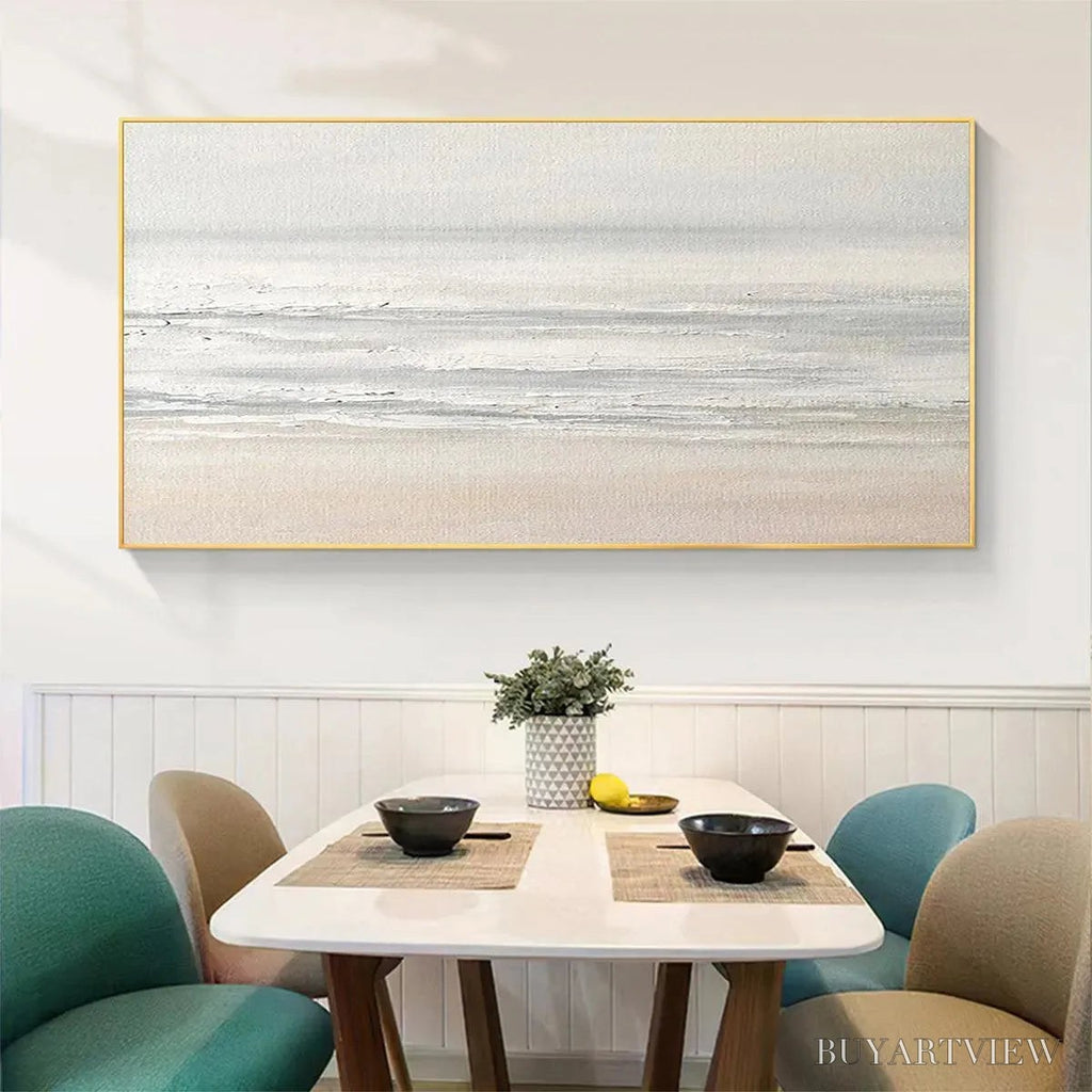 ARTOVITAS Tranquil Coast – Minimalist Coastal Landscape Painting in Neutral Tones - image 5