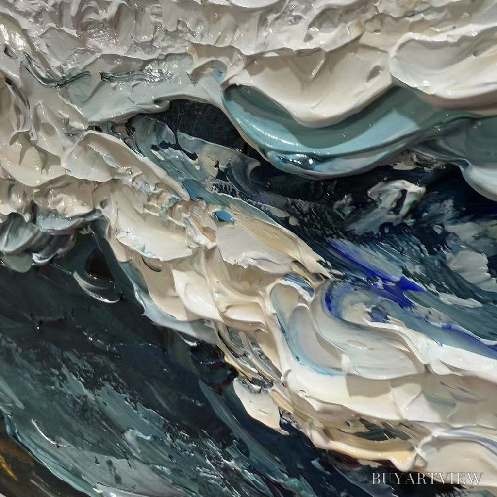 ARTOVITAS Ocean Dream – Textured Abstract Ocean Painting in Blue, White, and Gold - image 3