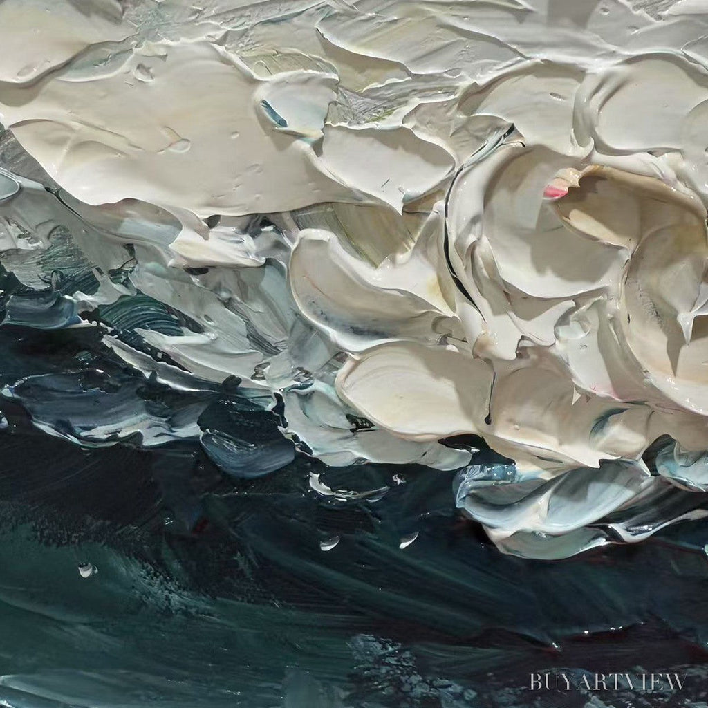 ARTOVITAS Ocean Dream – Textured Abstract Ocean Painting in Blue, White, and Gold - image 5