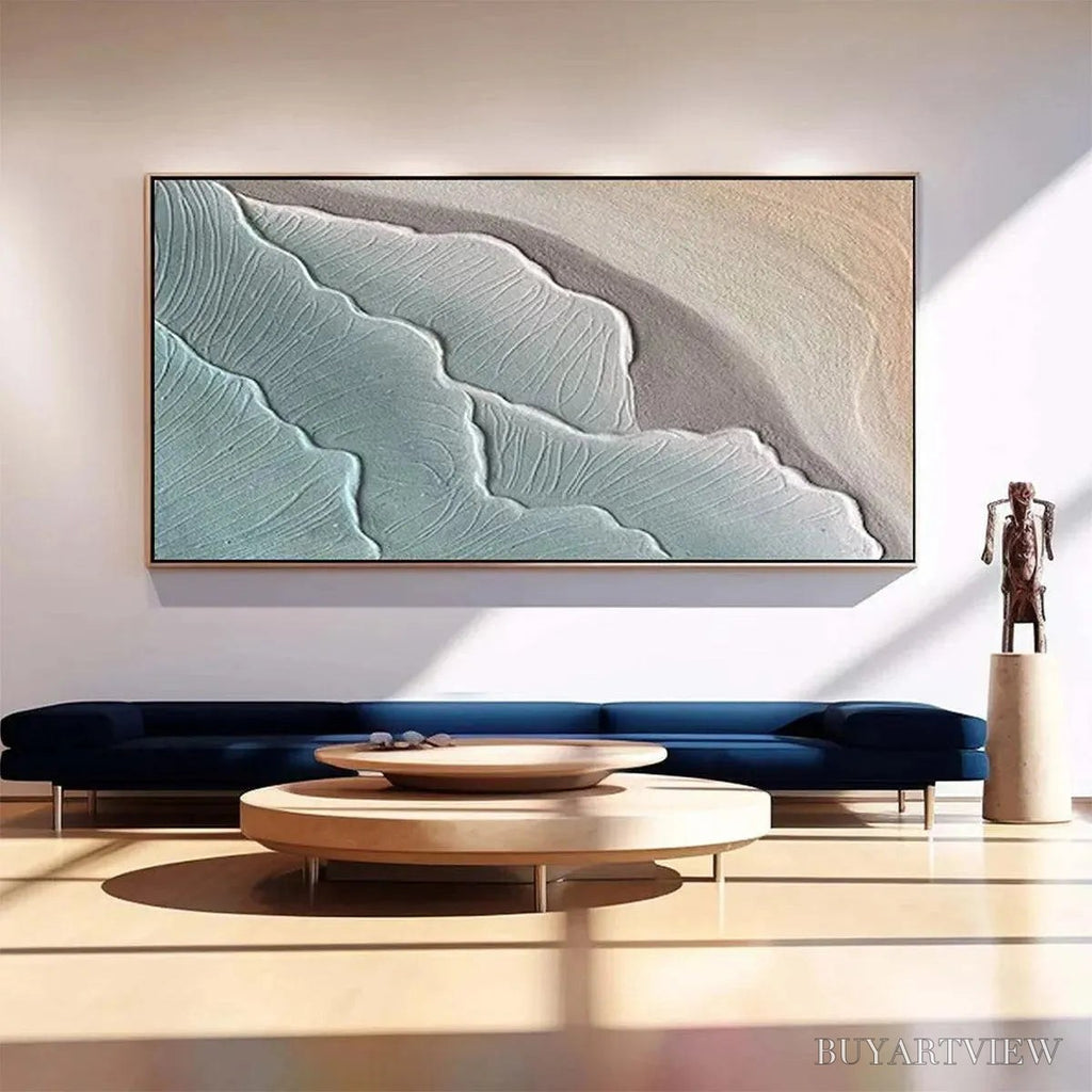 ARTOVITAS Emerald Waves – Textured Abstract Seascape Painting in Teal - image 2