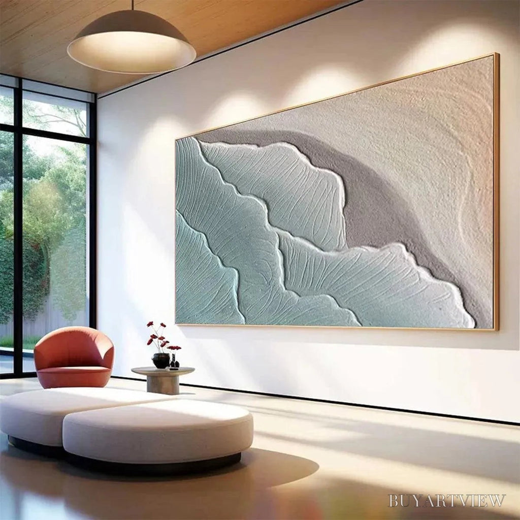 ARTOVITAS Emerald Waves – Textured Abstract Seascape Painting in Teal - image 4