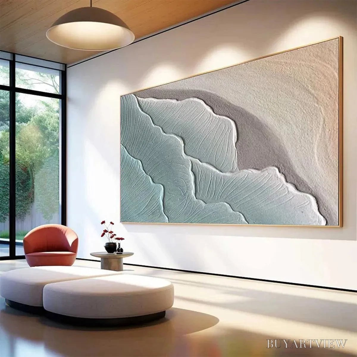 ARTOVITAS Emerald Waves – Textured Abstract Seascape Painting in Teal - image 4