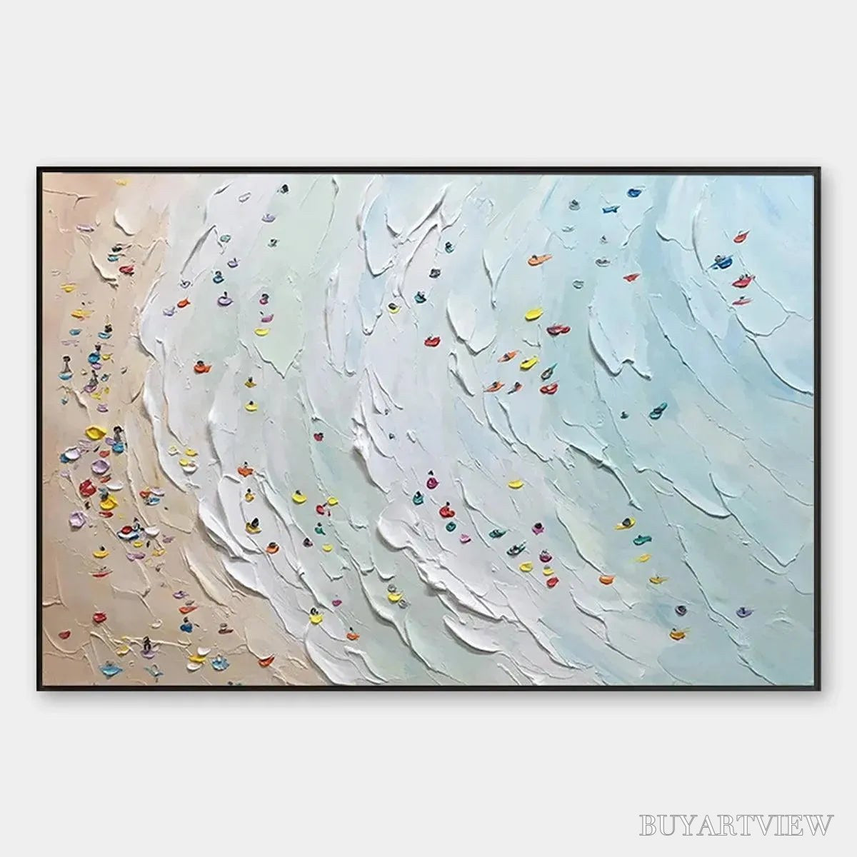 ARTOVITAS Beach Day – Textured Minimalist Beach Scene Painting - image 1
