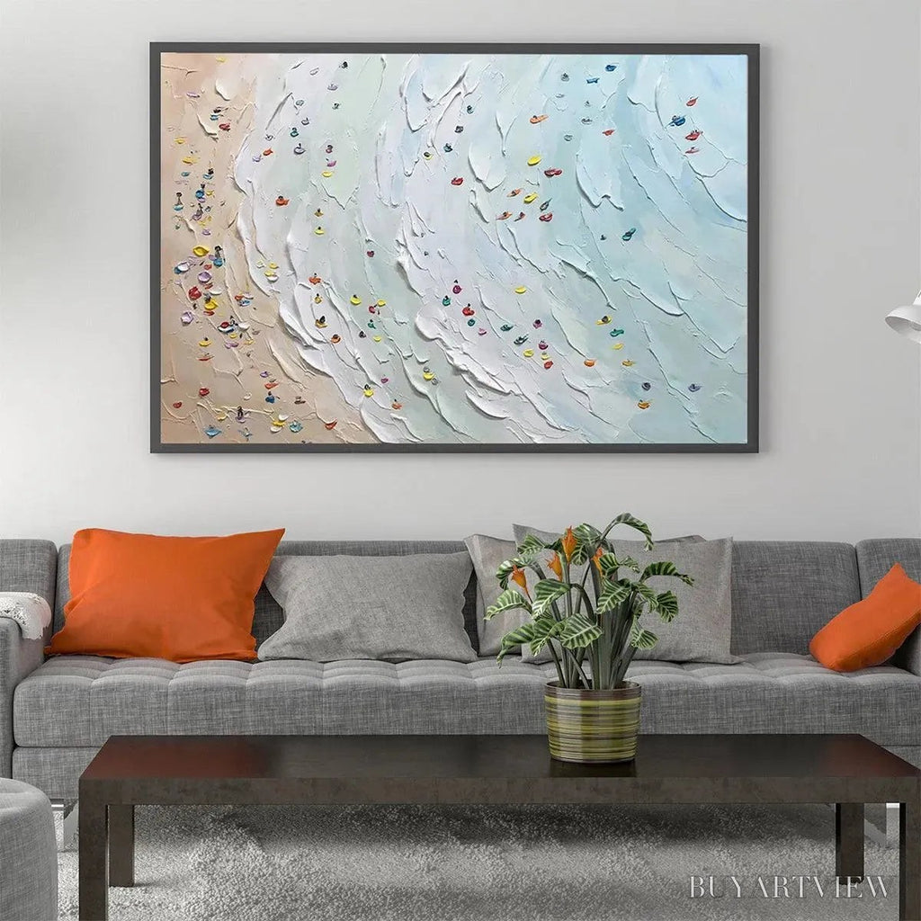 ARTOVITAS Beach Day – Textured Minimalist Beach Scene Painting - image 2