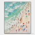 ARTOVITAS Beach Day – Textured Beach Scene Painting with Colorful Umbrellas - image 1