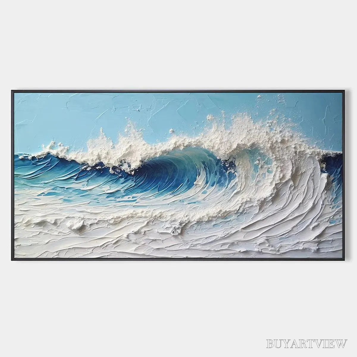 ARTOVITAS Cresting Wave – Textured Abstract Ocean Wave Painting in Blue and White - image 1