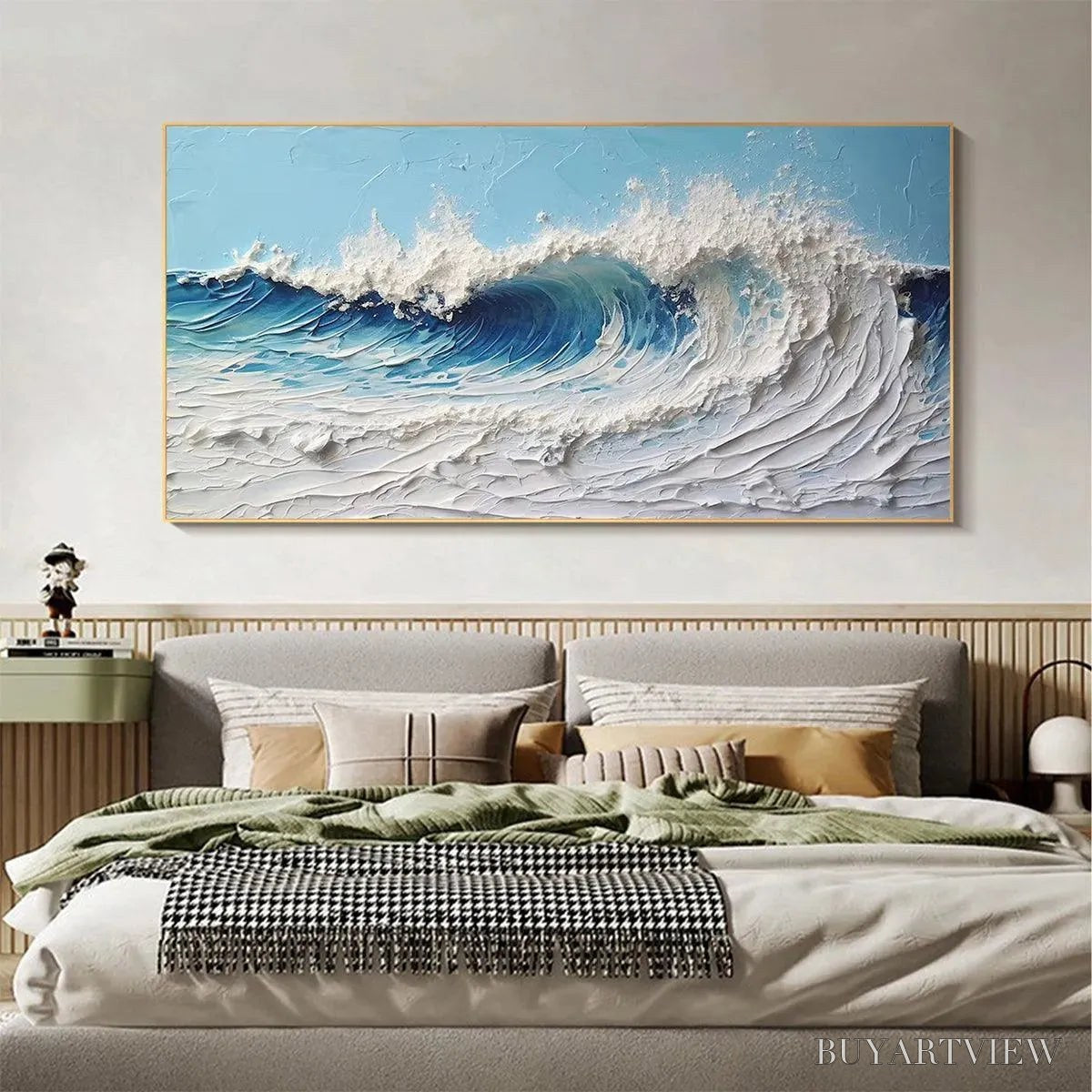 ARTOVITAS Cresting Wave – Textured Abstract Ocean Wave Painting in Blue and White - image 2