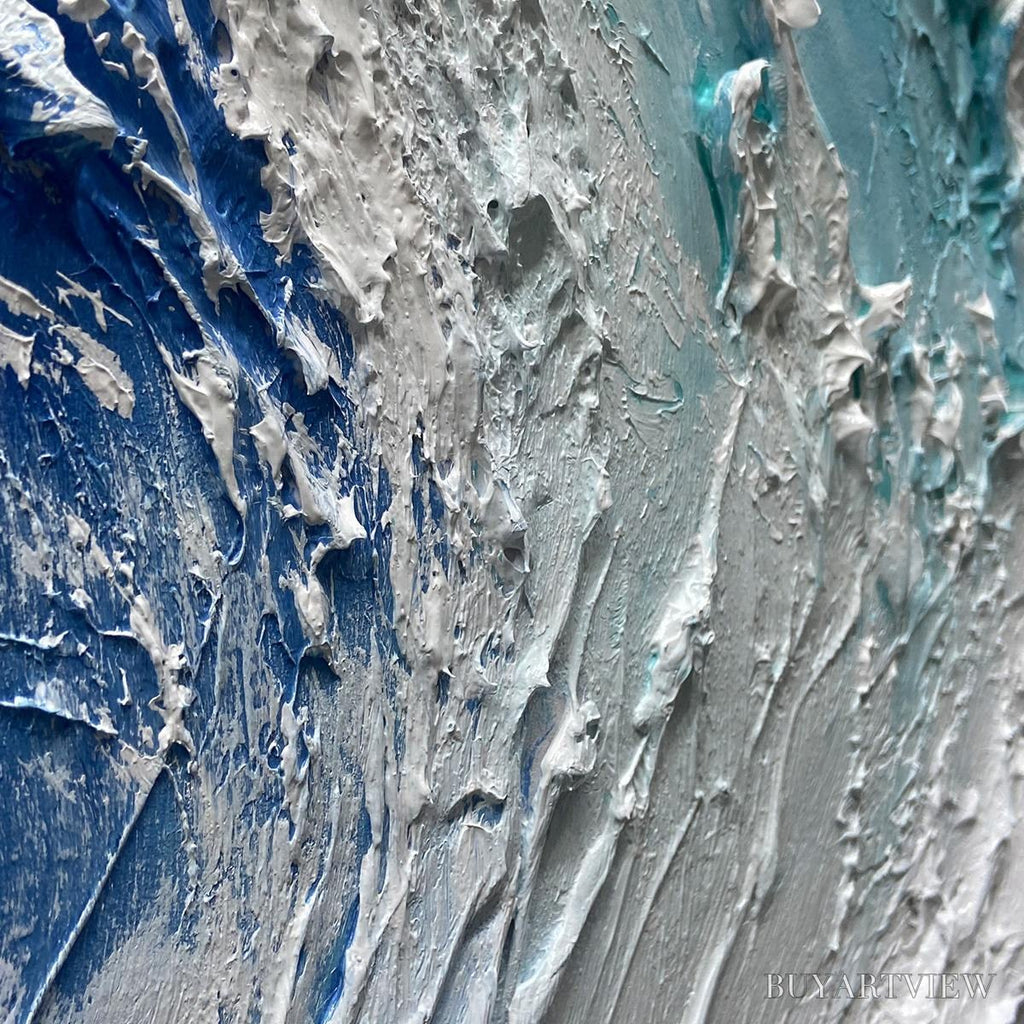 ARTOVITAS Cresting Wave – Textured Abstract Ocean Wave Painting in Blue and White - image 3