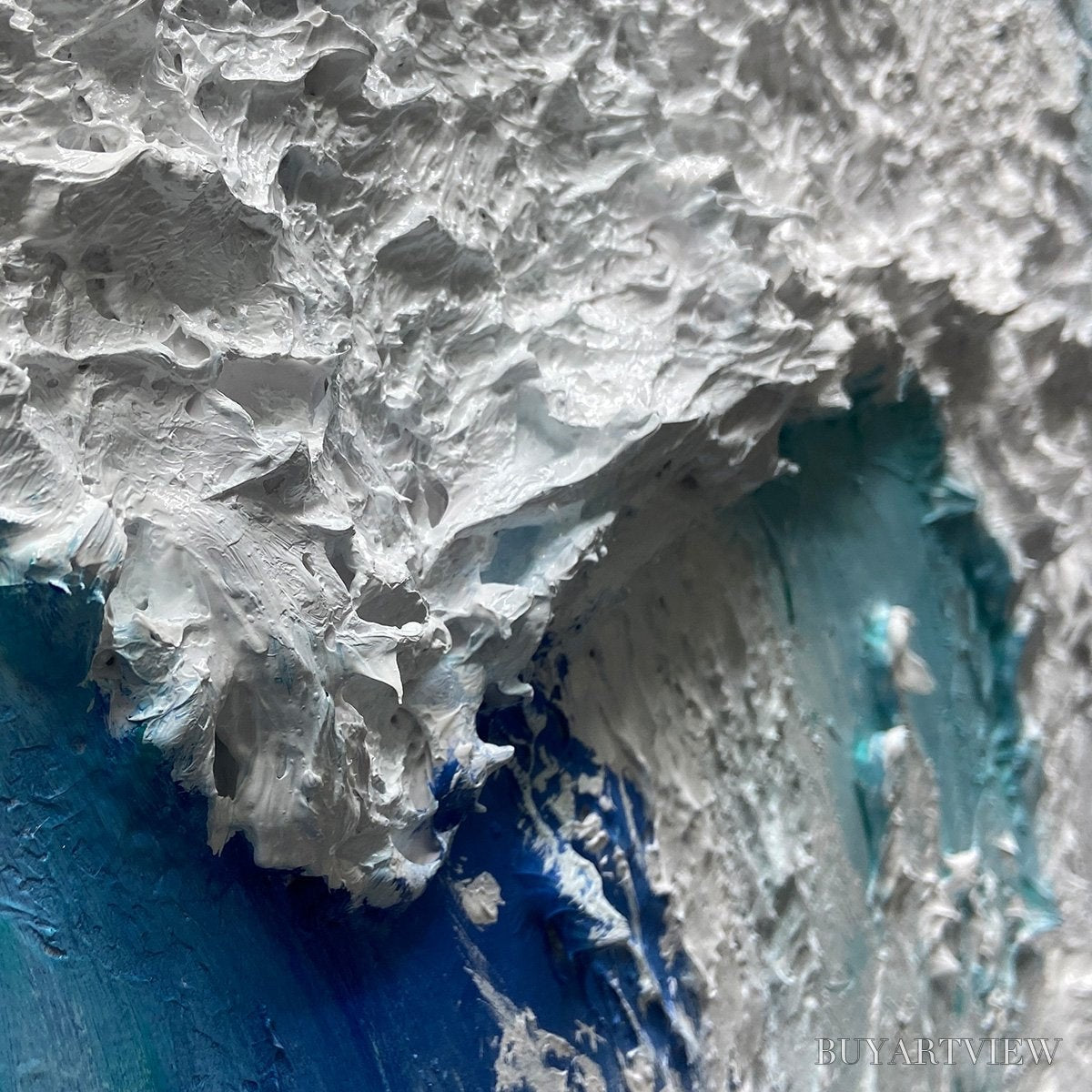 ARTOVITAS Cresting Wave – Textured Abstract Ocean Wave Painting in Blue and White - image 6