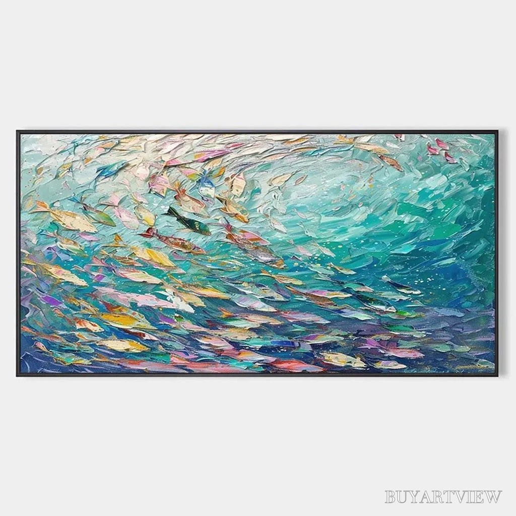 ARTOVITAS Ocean Currents – Textured Abstract Seascape Painting in Blues and Greens - image 1