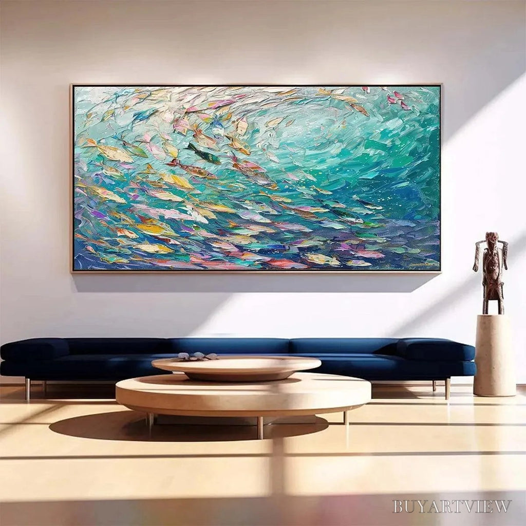 ARTOVITAS Ocean Currents – Textured Abstract Seascape Painting in Blues and Greens - image 2