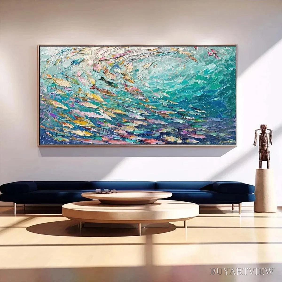 ARTOVITAS Ocean Currents – Textured Abstract Seascape Painting in Blues and Greens - image 2