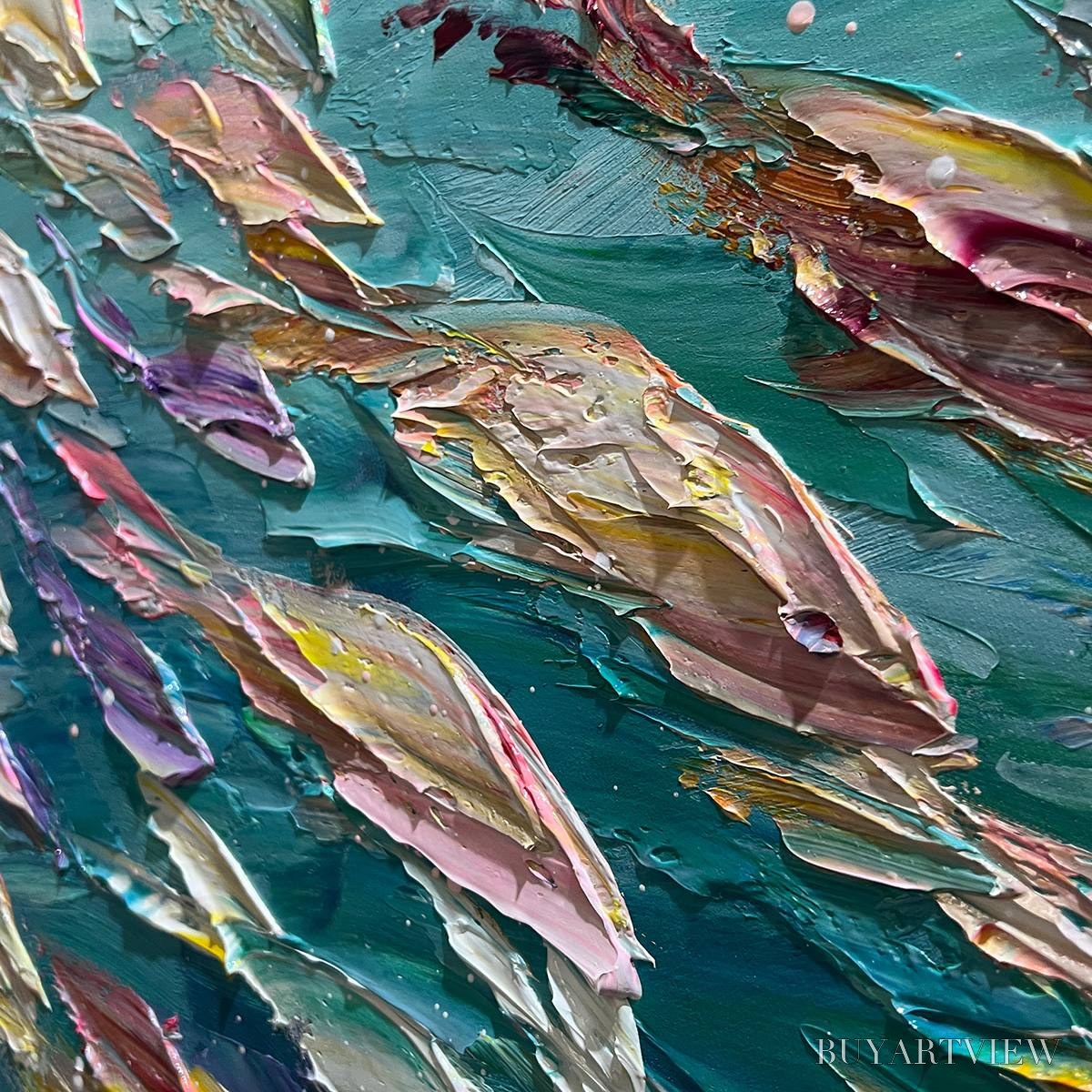 ARTOVITAS Ocean Currents – Textured Abstract Seascape Painting in Blues and Greens - image 3