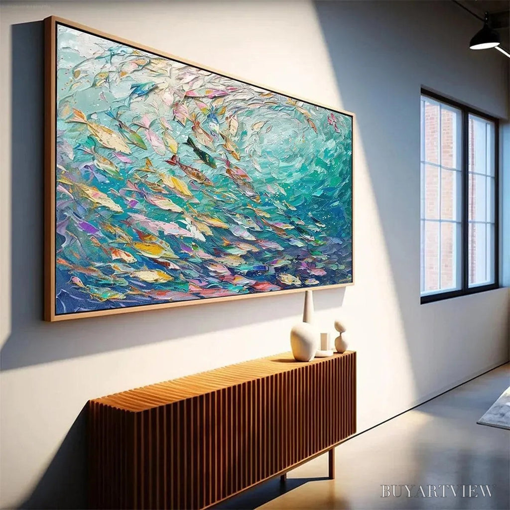 ARTOVITAS Ocean Currents – Textured Abstract Seascape Painting in Blues and Greens - image 4