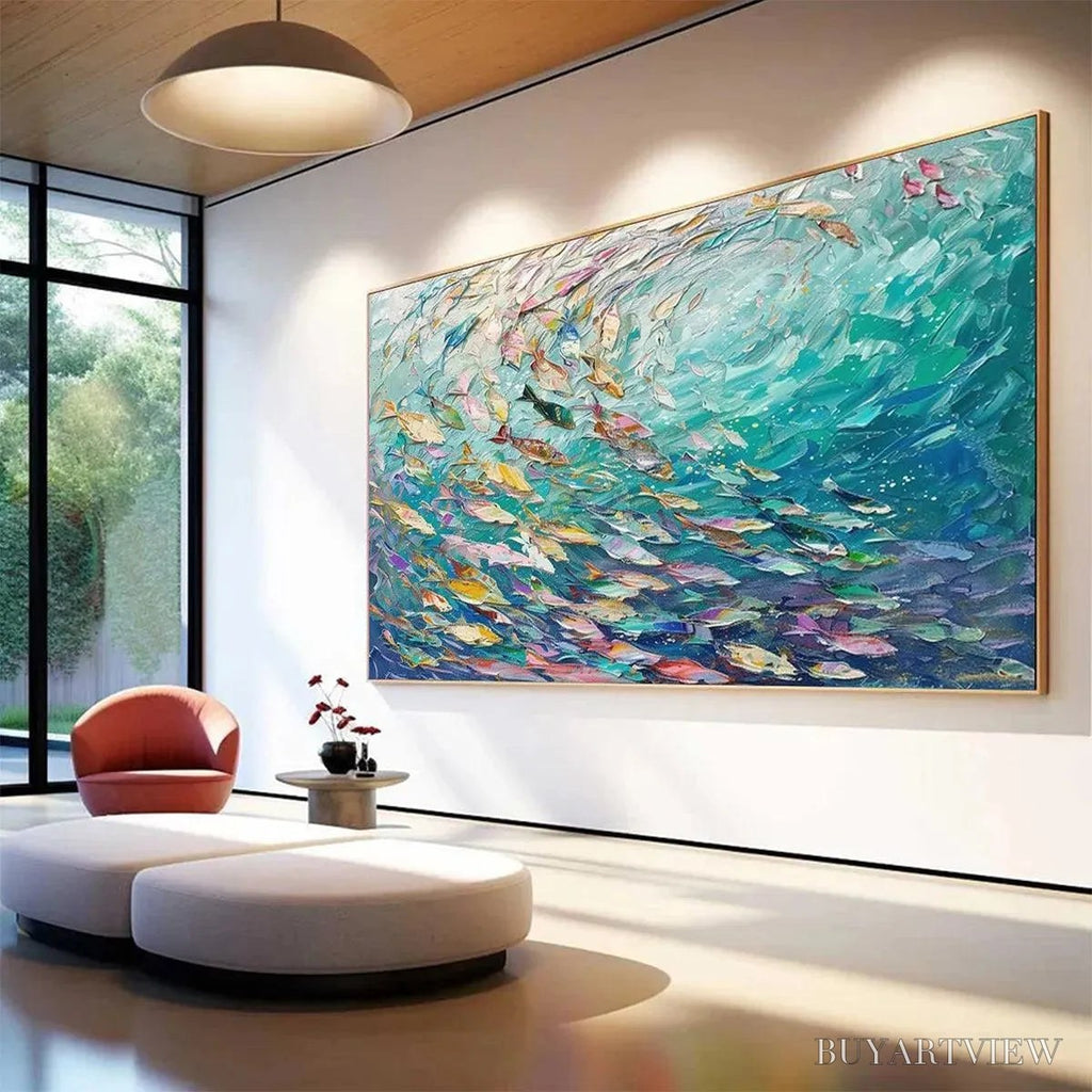 ARTOVITAS Ocean Currents – Textured Abstract Seascape Painting in Blues and Greens - image 5